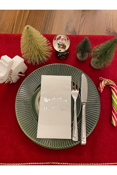 kidspartim منديل مكتوب عليه سنة جديدة بيضاء مذهبة باللون الفضي