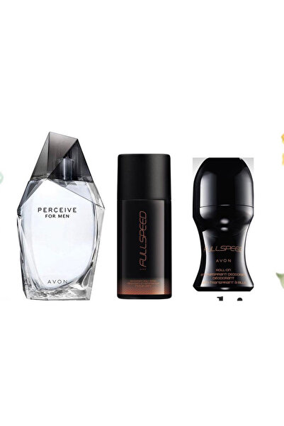 AVON Erkek Perceıve Parfüm, Fullspeed Deodorant ve Roll on 3 lü set