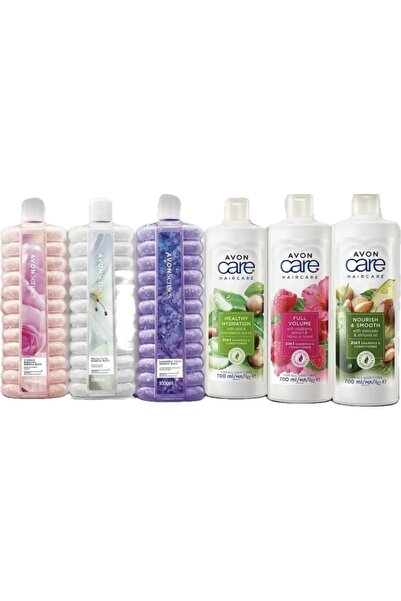 AVON Care Haırcare 2ın1 shampoo 3 lü ve Senses Bubble Bath 3 lü banyo seti