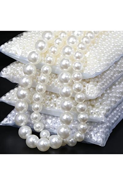 seçkin aksesuar حبات اللؤلؤ البلاستيكية 8 مم باللون الأبيض - 500 غرام