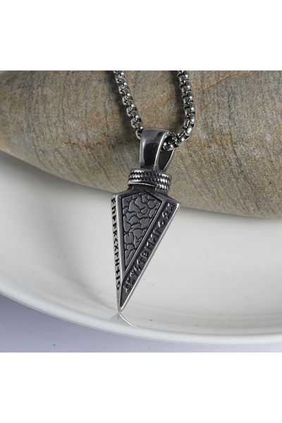 Viking Men's Necklace - Scandinavian Runic Writing, Stainless & Tarnish 316L Steel