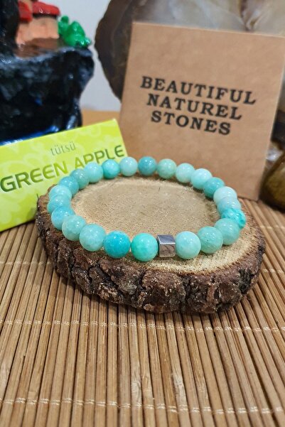 Nelleovana Amazonite Natural Stone Bracelet 8 Mm (With Incense Gift) (100% Real Quality) (Peace and Happiness)