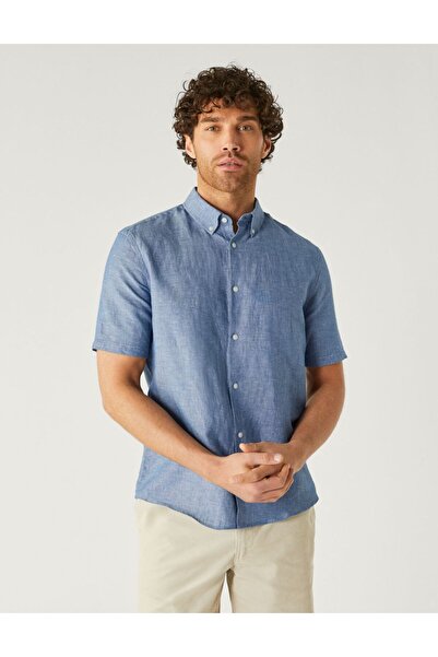 Marks & Spencer Regular Fit Kısa Kollu Keten Gömlek