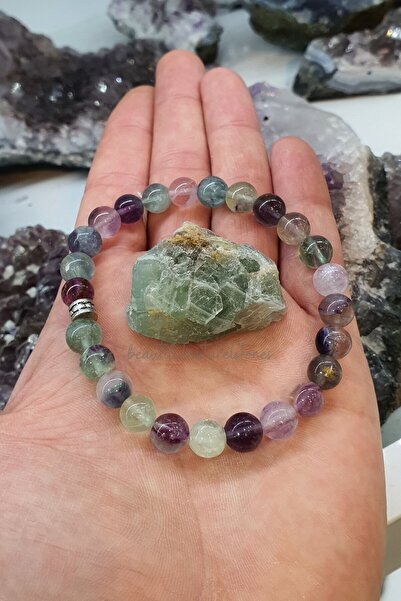 Nelleovana سوار حجر فلوري طبيعي 8 مم (مع هدية حجرية) (يزيد من التركيز والدافع)