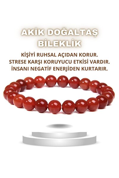 Nelleovana سوار من حجر العقيق الأحمر الطبيعي - 8 مم، 100% حقيقي، حماية ضد عين...