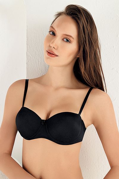 Şahinler Women's Black Bade Underwire Hollow Back Transparent Bra M9375