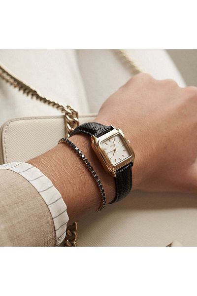 Burker Uhren Damenuhr Macy Gold Schwarz Leder