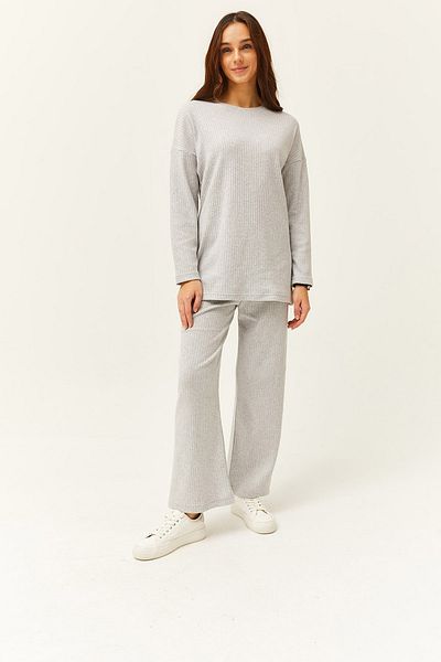 Olalook Women's Gray Bottom Top and Ribbed Thick Suit TKM-19000242