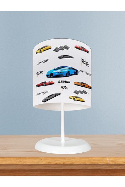 LİDERHOME Home Baby and Children's Room Racing Cars Patterned Lampshade