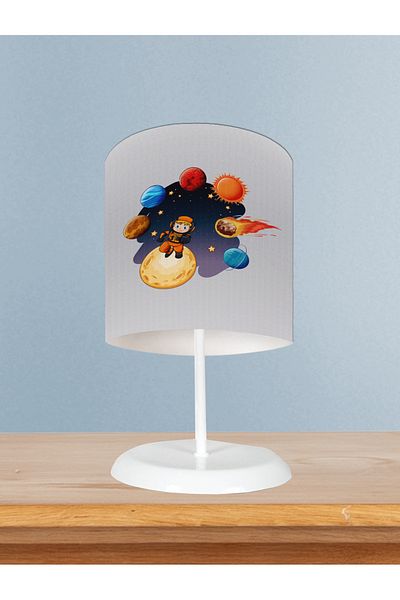 LİDERHOME Home Baby and Children's Room Astronaut Child and Planet Patterned Lampshade