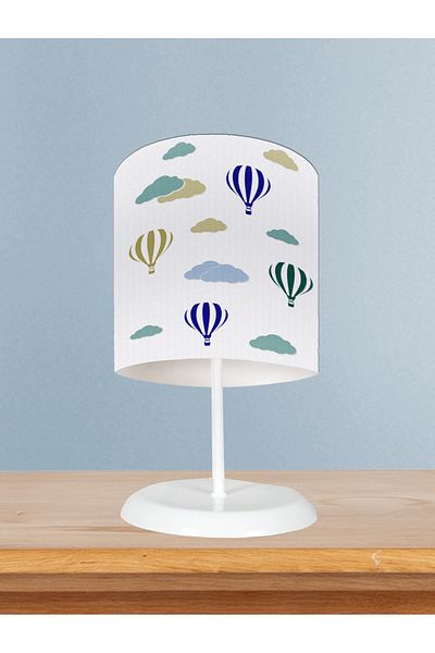 LİDERHOME Home Baby and Children's Room Colorful Cloud and Flying Balloon Patterned Lampshade