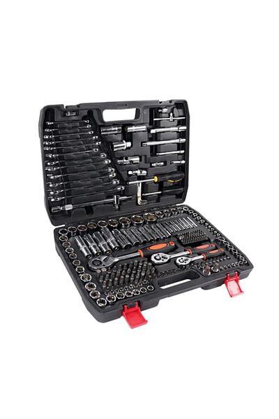 MOONSHOP 216 Piece Socket Wrench Set Cr-v 1/4 Ratchet Shiny Choromo Venedium Auto Repair Set