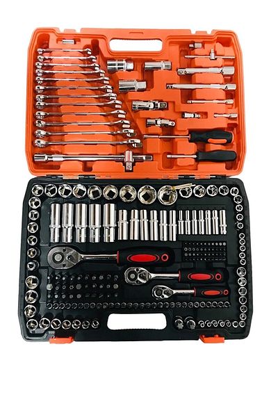MOONSHOP 216 Piece Socket Wrench Set Cr-v 1/4 Ratchet Shiny Choromo Venedium Auto Repair Set