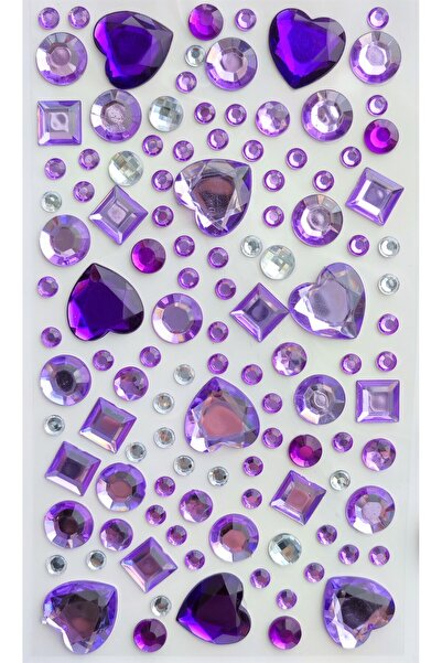 Giraffe Sticker Taş Sticker Mor Kalpler Yapışkanlı Saç , Yüz Ve Tırnak Taşı Y...