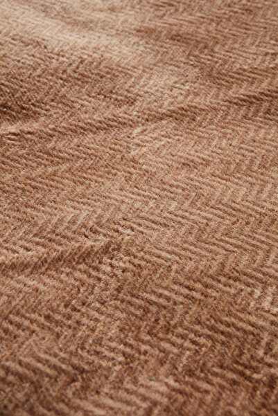 Karaca Home Sandra Διπλή Βαμβακερή κουβέρτα με μοτίβο ψαροκόκαλο μπεζ