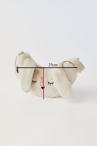 Magu Children's Ecru White Rabbit Patterned Faux Fur Bag