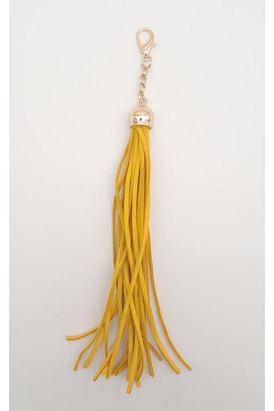 angel çanta aksesuar Angel Bag Accessory Suede Nubuck Leather Sleeve Long Tassel Mustard Color Light Gold Metal