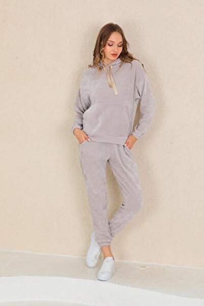 WestBound Γυναικείο Σετ Φόρμας Μπεζ Χρώμα Twill Soft Velvet