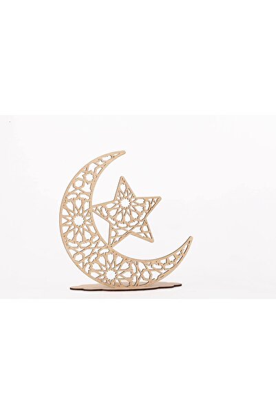 şamaksesuar Ramazan'a Özel Dekoratif Ve Süsleme Desenli Ahşap Hilal