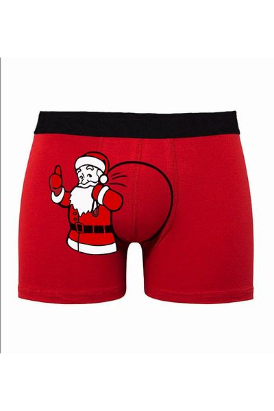 TexKid New Year's Custom Santa Claus Sack Printed Red Men's Man Boxer