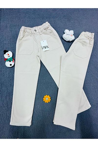 GULLİS KİDS Elastic Waist Girls' Cargo Pocket Elastic Waist Trousers