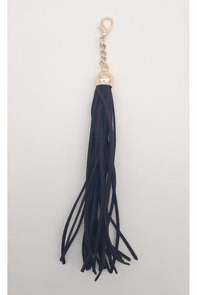 angel çanta aksesuar Δερμάτινη τσάντα Angel Long Suede Nubuck - Αξεσουάρ με κουτί, φούντες, μαύρο, ελαφρύ χρυσό μέταλλο