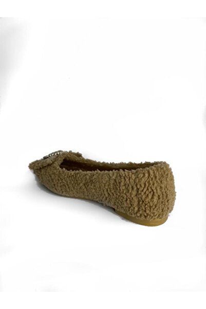 Büşra Sultan Ayakkabı & Çanta Kadın Kahverengi Tokalı Peluş Babet