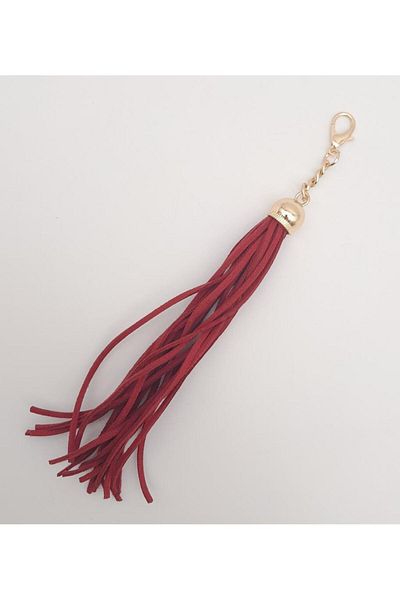 angel çanta aksesuar Angel Bag - Suede Nubuck Leather, Long Tassel with Sleeve, Red Color, Light Gold Metal Accessory