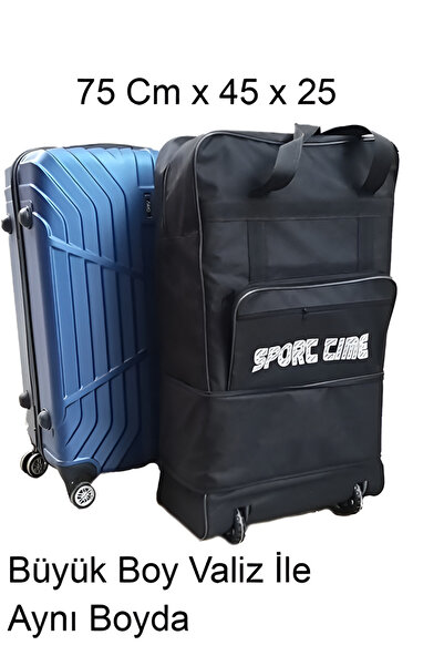 Nikadu Genişleyebilir Seyahat Çantası Hurç Çeyiz 4 Tekerlekli Bez Büyük Boy Valiz Körüklü 75x45x25cm