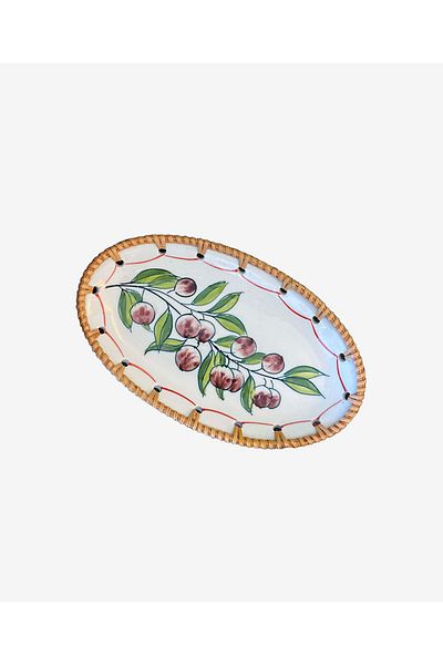 did homeware Olive Rattan Framed Porcelain Boat Bowl