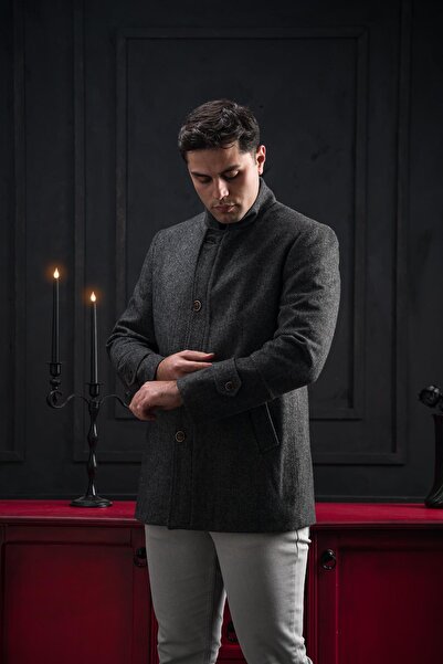 ADVANTE Сlimfit прямий комір, смугасті ґудзики та застібка-блискавка, чоловічий пальто