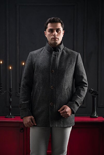 ADVANTE Сlimfit прямий комір, смугасті ґудзики та застібка-блискавка, чоловічий пальто