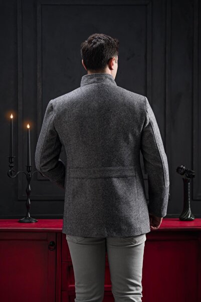 ADVANTE Сlimfit прямий комір, смугасті ґудзики та застібка-блискавка, чоловічий пальто