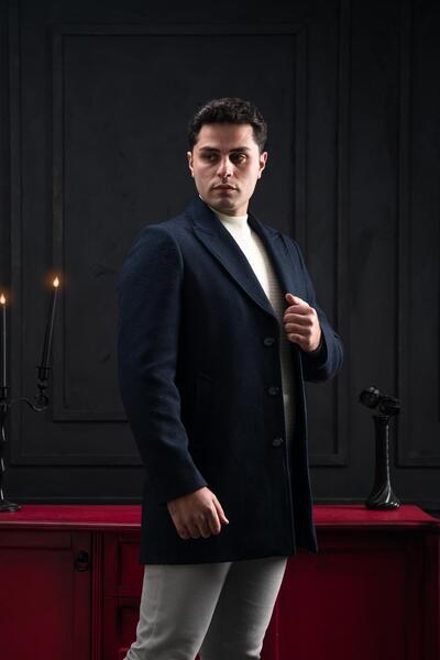 ADVANTE Slimfit Ластівчин комір на ґудзиках Чоловічий кашеміровий пальто