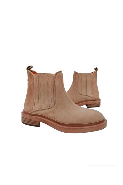Rugano Chira Kadın Bej Hakiki Süet Deri Günlük Bot