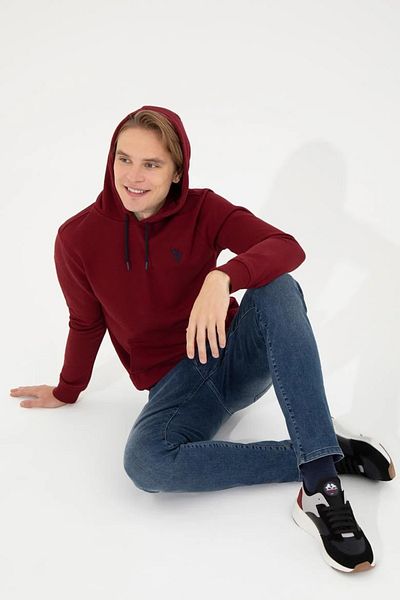 U.S. Polo Assn. Мъжки бордов червен суичър Basic