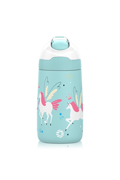 Vagonlife زجاجة ترمس من الفولاذ البارد سعة 350 مل مع قش ومقبض منقوش لمدة 6 سا...