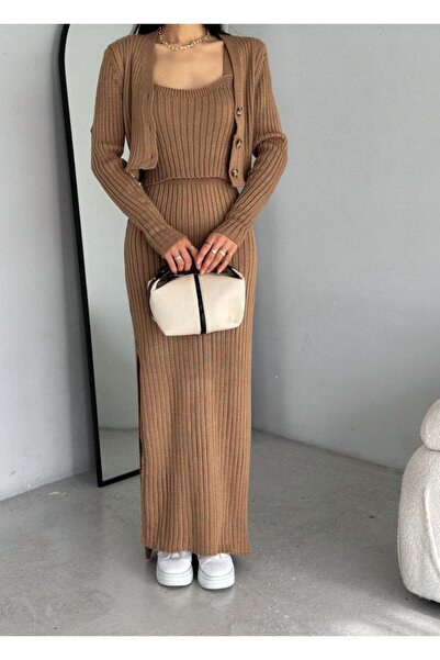 asyadabutik Ženski set od 3 dela, debeo Rebrasto pleteni komplet