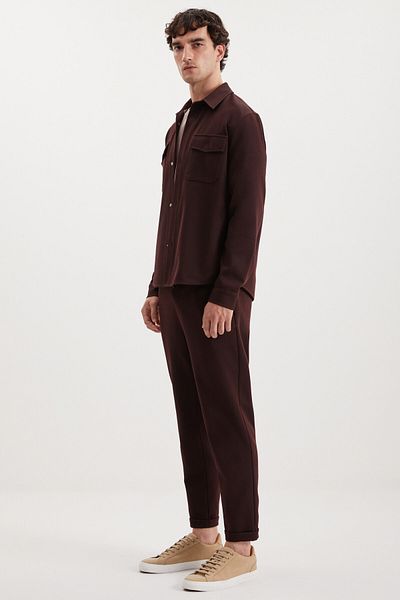 GRIMELANGE Walsh Herren-Hose im Piqué-Look, aus Spezialstoff, flexibel, mit doppeltem Bein, schnurgebundener, elastischer Taille, weinrot