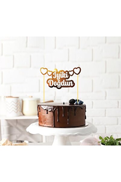 Big Party Διακοσμητικό τούρτας  "Χρόνια Πολλά " με φύλλο χαρτί και οδοντογλυφίδα