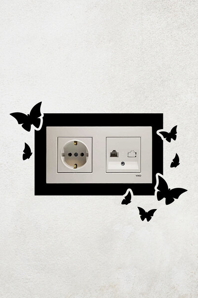 markcat Kelebek Tasarım 2li Priz Çerçevesi (İÇ ÖLÇÜ 15,5X8,4 CM) Ikili Priz Ç...