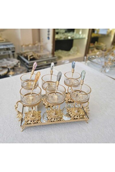 BULUTHOMEAKSESUAR TEPSİLİ KASIKLI DONDURMALIK SET