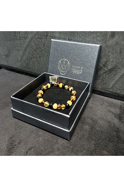 Amber by Mazukna Flexible and Free Cut Colorful Drop Amber Bracelet - Youth and Adult Certified