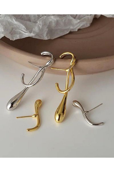 BAHELS Silver Color Trend Asymmetrical Water Drop Earrings