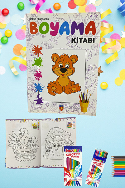 Tay Yayınları 2'li Set Smart Kids Kuru Boya Kalemi 12 Renk Ve 1 Adet Boyama K...