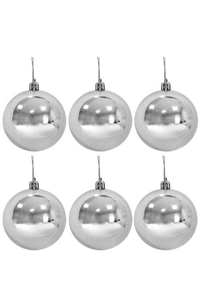 Gereksiz Şeyler Bright Cici Ball Christmas Tree Ornament Silver Color 12 Pieces Ornament 4CM