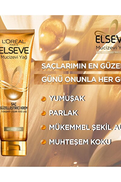 ELSEVE L'Oréal Paris Mucizevi Yağ Saç Güzelleştirici Krem 150 Ml - Kuru Ve Sert Saçlar
