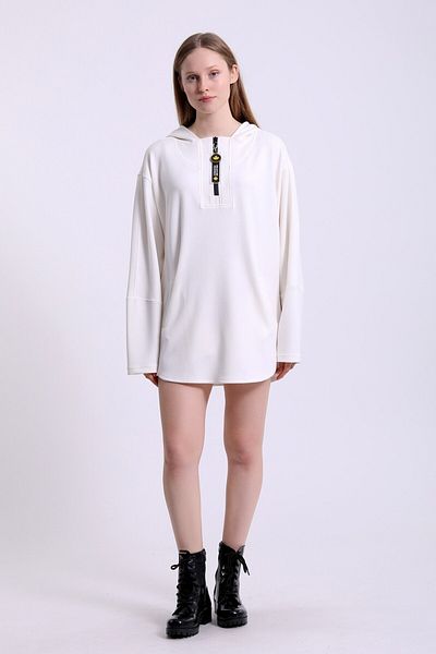 WESTBRAND Zippered Neckline Detailed Side Pocket Tunic 100% Cotton