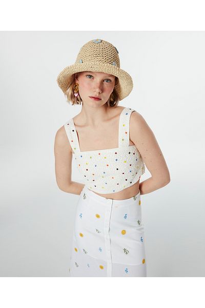 Twist Bluză Crop cu margele