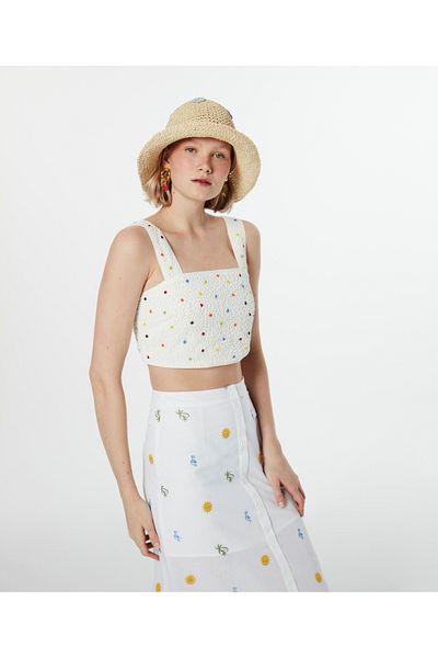 Twist Bluză Crop cu margele